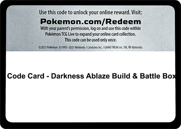Code Card - Darkness Ablaze Build & Battle Box [SWSH03 Darkness Ablaze]