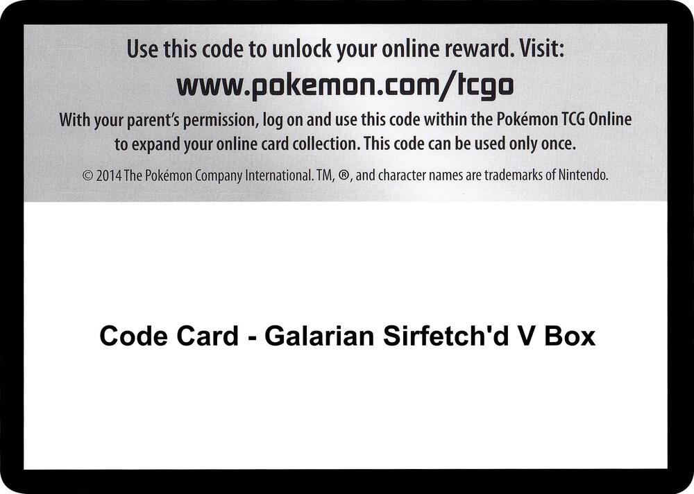 Code Card - Galarian Sirfetch'd V Box [SWSH03 Darkness Ablaze]