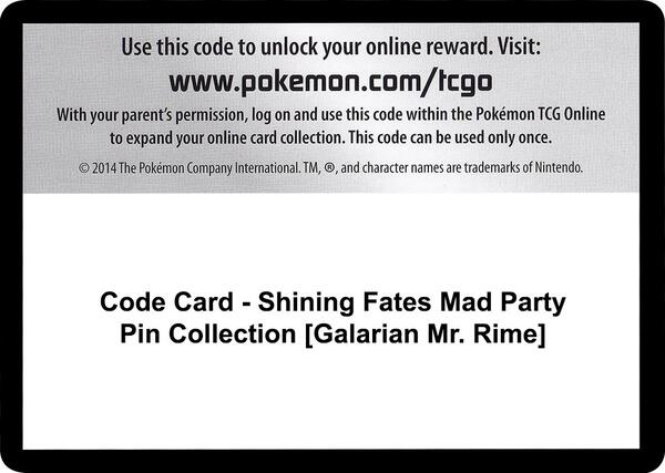Code Card - Shining Fates Mad Party Pin Collection [Galarian Mr. Rime] [Shining Fates]