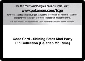 Code Card - Shining Fates Mad Party Pin Collection [Galarian Mr. Rime] [Shining Fates]