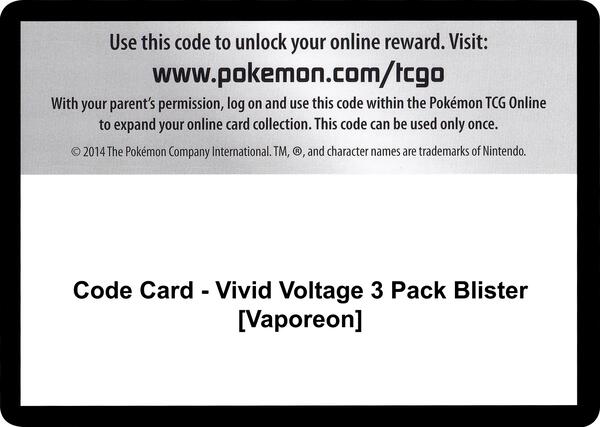 Code Card - Vivid Voltage 3 Pack Blister [Vaporeon] [SWSH04 Vivid Voltage]
