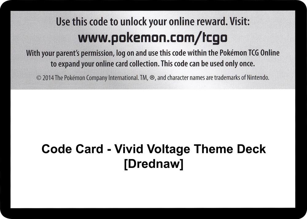 Code Card - Vivid Voltage Theme Deck [Drednaw] [SWSH04 Vivid Voltage]
