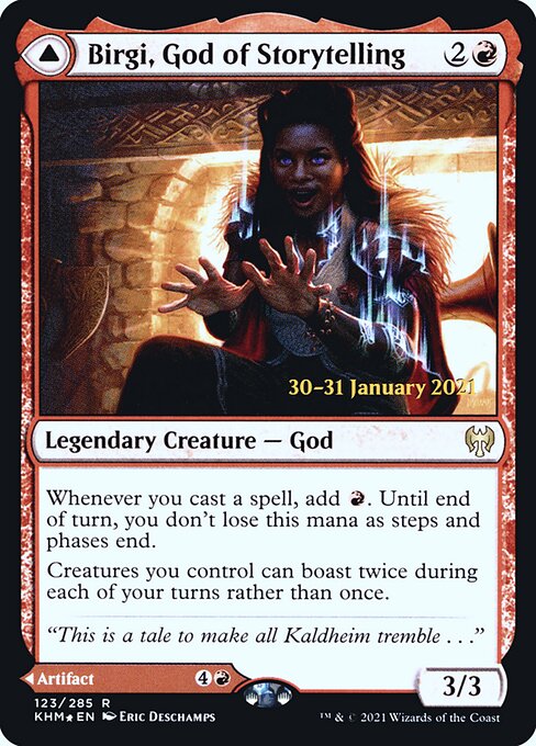 Birgi, God of Storytelling // Harnfel, Horn of Bounty (123s) [Kaldheim Promos]
