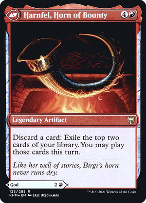 Birgi, God of Storytelling // Harnfel, Horn of Bounty (123s) [Kaldheim Promos] Reverse