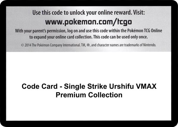 Code Card - Single Strike Urshifu VMAX Premium Collection [SWSH08 Fusion Strike]