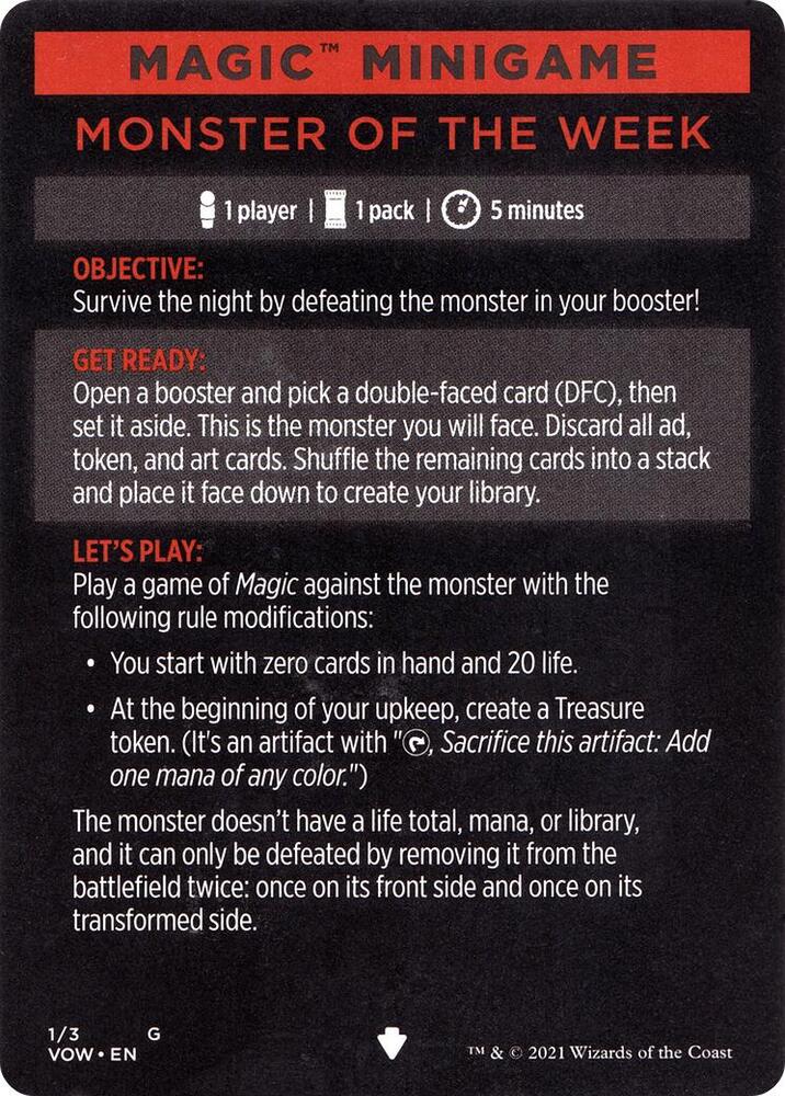 Magic Minigame: Monster of The Week (1) [Innistrad: Crimson Vow]