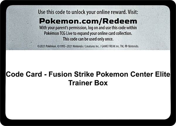 Code Card - Fusion Strike Pokemon Center Elite Trainer Box [SWSH08 Fusion Strike]