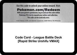 Code Card - League Battle Deck [Rapid Strike Urshifu VMAX] [Miscellaneous Cards and Products]