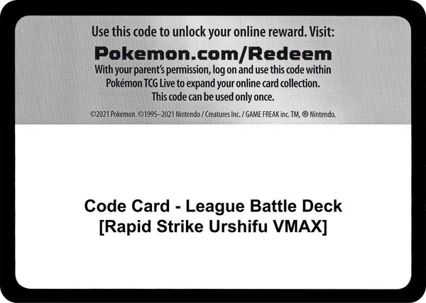 Code Card - League Battle Deck [Rapid Strike Urshifu VMAX] [Miscellaneous Cards and Products]