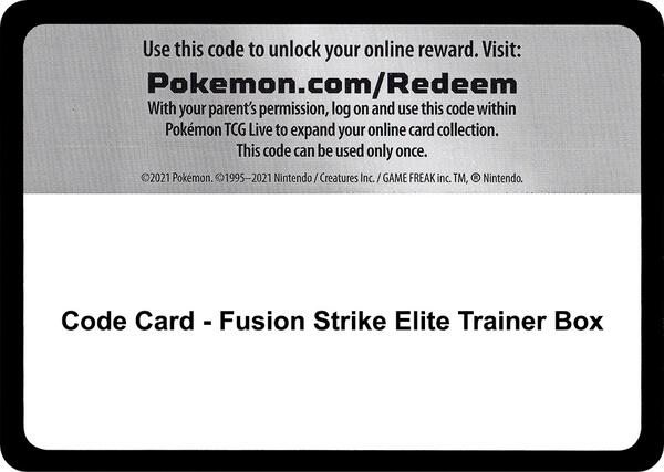 Code Card - Fusion Strike Elite Trainer Box [SWSH08 Fusion Strike]