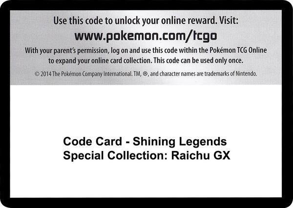 Code Card - Shining Legends Special Collection: Raichu GX [Shining Legends]