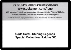 Code Card - Shining Legends Special Collection: Raichu GX [Shining Legends]