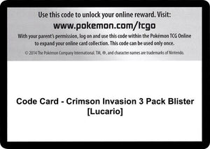 Code Card - Crimson Invasion 3 Pack Blister [Lucario] [SM Crimson Invasion]