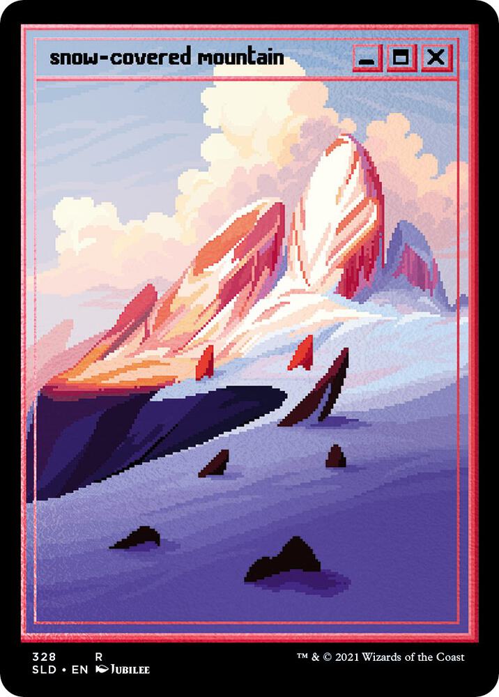 Snow-Covered Mountain (PixelSnowLands.jpg) (Foil Etched) (328) [Secret Lair Drop]