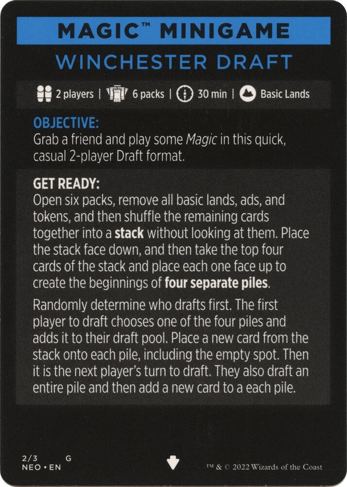 Magic Minigame: Winchester Draft (2) [Kamigawa: Neon Dynasty]
