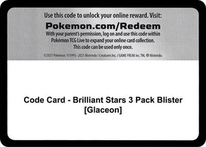 Code Card - Brilliant Stars 3 Pack Blister [Glaceon] [SWSH09 Brilliant Stars]