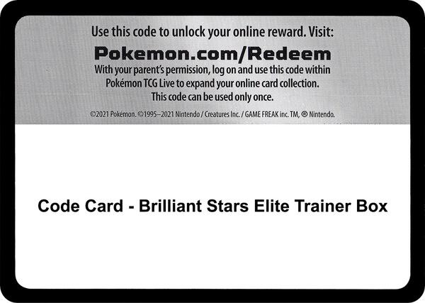 Code Card - Brilliant Stars Elite Trainer Box [SWSH09 Brilliant Stars]