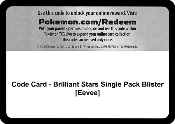 Code Card - Brilliant Stars Single Pack Blister [Eevee] [SWSH09 Brilliant Stars]