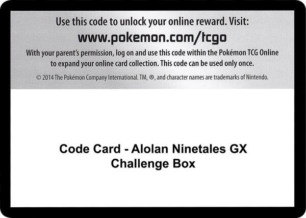 Code Card - Alolan Ninetales GX Challenge Box [SM Burning Shadows]