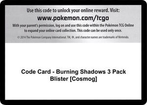 Code Card - Burning Shadows 3 Pack Blister [Cosmog] [SM Burning Shadows]