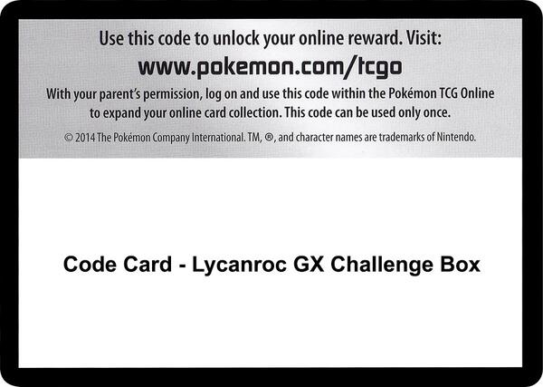 Code Card - Lycanroc GX Challenge Box [SM Burning Shadows]