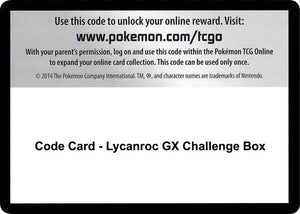 Code Card - Lycanroc GX Challenge Box [SM Burning Shadows]