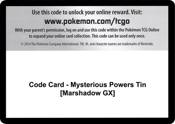 Code Card - Mysterious Powers Tin [Marshadow GX] [SM Burning Shadows]