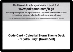 Code Card - Celestial Storm Theme Deck - "Hydro Fury" [Swampert] [SM Celestial Storm]