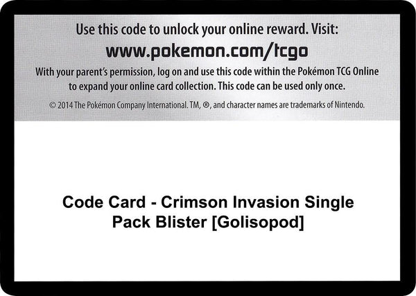 Code Card - Crimson Invasion Single Pack Blister [Golisopod] [SM Crimson Invasion]