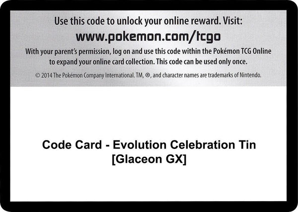 Code Card - Evolution Celebration Tin [Glaceon GX] [SM Celestial Storm]