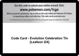 Code Card - Evolution Celebration Tin [Leafeon GX] [SM Celestial Storm]
