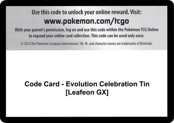 Code Card - Evolution Celebration Tin [Leafeon GX] [SM Celestial Storm]