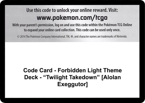 Code Card - Forbidden Light Theme Deck - "Twilight Takedown" [Alolan Exeggutor] [SM Forbidden Light]