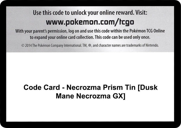 Code Card - Necrozma Prism Tin [Dusk Mane Necrozma GX] [SM Ultra Prism]