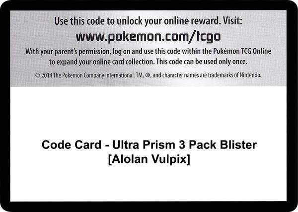 Code Card - Ultra Prism 3 Pack Blister [Alolan Vulpix] [SM Ultra Prism]