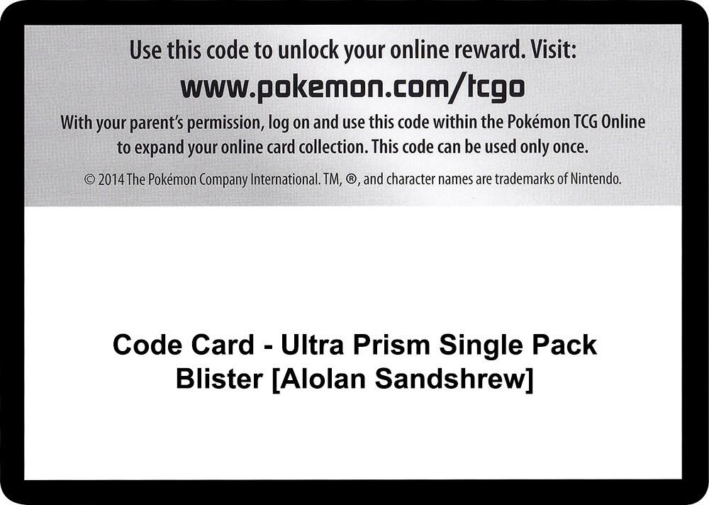 Code Card - Ultra Prism Single Pack Blister [Alolan Sandshrew] [SM Ultra Prism]