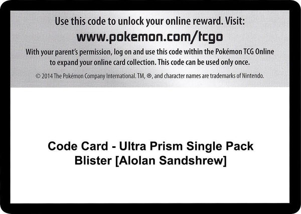 Code Card - Ultra Prism Single Pack Blister [Alolan Sandshrew] [SM Ultra Prism]