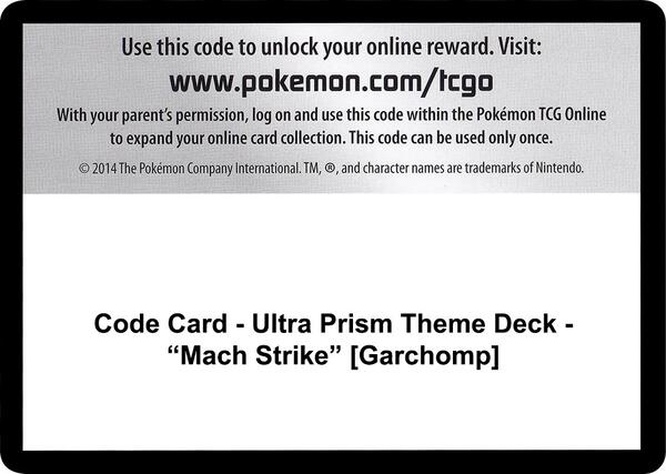 Code Card - Ultra Prism Theme Deck - "Mach Strike" [Garchomp] [SM Ultra Prism]