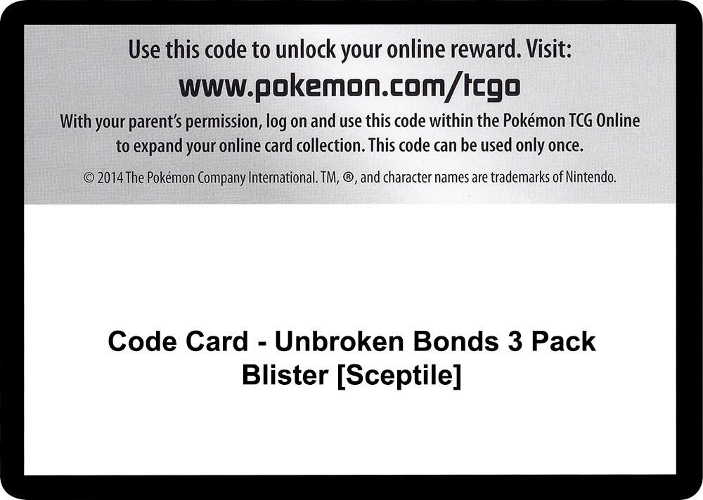 Code Card - Unbroken Bonds 3 Pack Blister [Sceptile] [SM Unbroken Bonds]