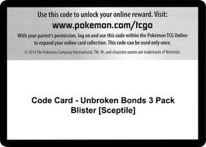 Code Card - Unbroken Bonds 3 Pack Blister [Sceptile] [SM Unbroken Bonds]