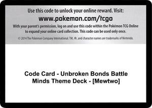 Code Card - Unbroken Bonds Battle Minds Theme Deck - [Mewtwo] [SM Unbroken Bonds]