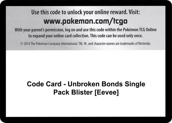 Code Card - Unbroken Bonds Single Pack Blister [Eevee] [SM Unbroken Bonds]