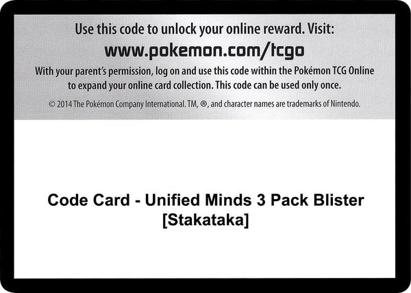 Code Card - Unified Minds 3 Pack Blister [Stakataka] [SM Unified Minds]