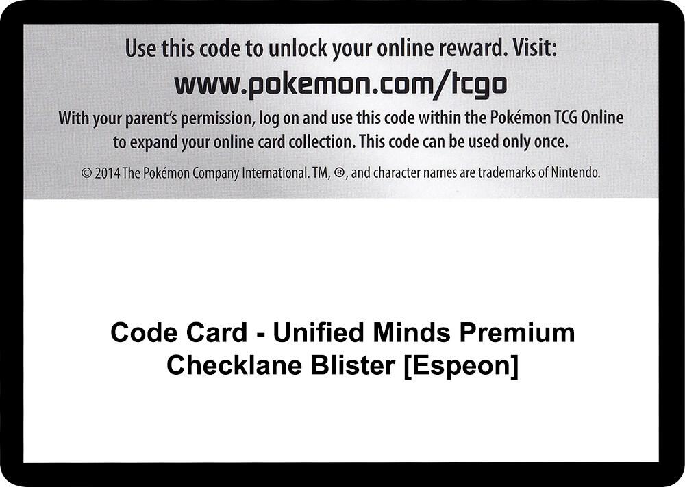Code Card - Unified Minds Premium Checklane Blister [Espeon] [SM Unified Minds]