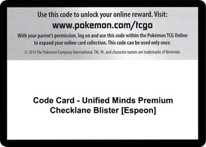 Code Card - Unified Minds Premium Checklane Blister [Espeon] [SM Unified Minds]