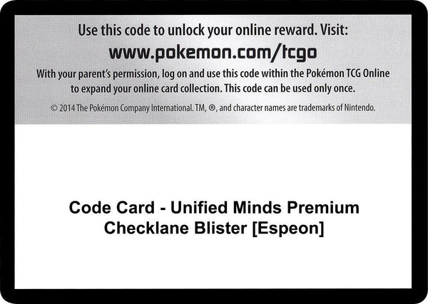 Code Card - Unified Minds Premium Checklane Blister [Espeon] [SM Unified Minds]