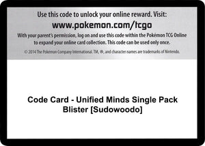 Code Card - Unified Minds Single Pack Blister [Sudowoodo] [SM Unified Minds]