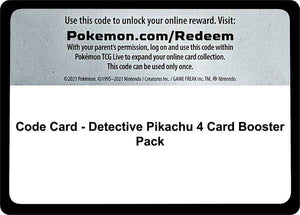 Code Card - Detective Pikachu 4 Card Booster Pack [Detective Pikachu]