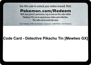 Code Card - Detective Pikachu Tin [Mewtwo GX] [Detective Pikachu]