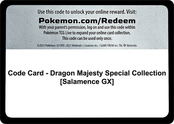 Code Card - Dragon Majesty Special Collection [Salamence GX] [Dragon Majesty]